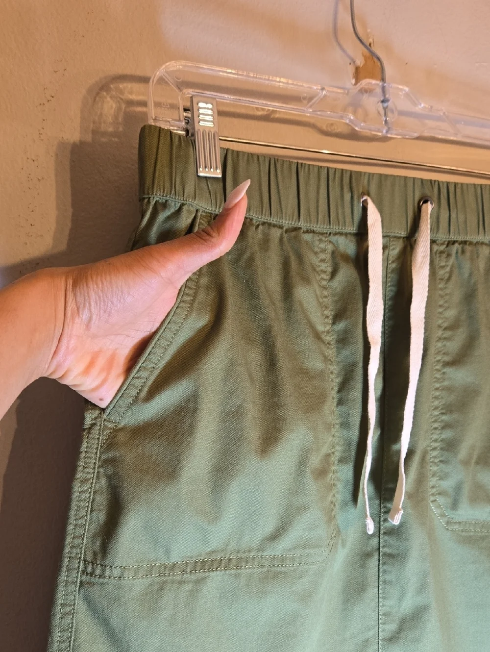 Pact Daily Twill Organic Cotton Pocket Slit Drawstring Waist Midi Skirt NWOT
